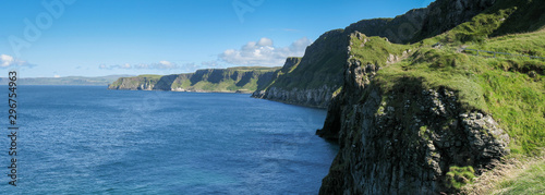 Panorama of Rocky cliffs in Northern Ireland coast