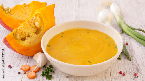 pumpkin soup with cream and herbs
