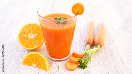 detox cocktail, diet carrot juice, top view