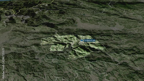 Zasavska - statistical region of Slovenia with its capital zoomed on the satellite map of the globe. Animation 3D photo