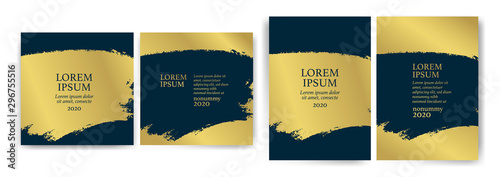 Templates with blue and gold designs. Blue and gold strokes.