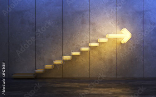 stairs going  upward, 3d rendering