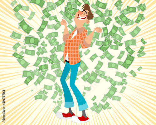 Man and falling money