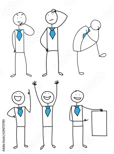 Business stickman set. Simple style vector illustration