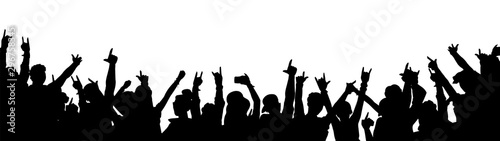 Fotografia Rock music concert crowd silhouette isolated on white background