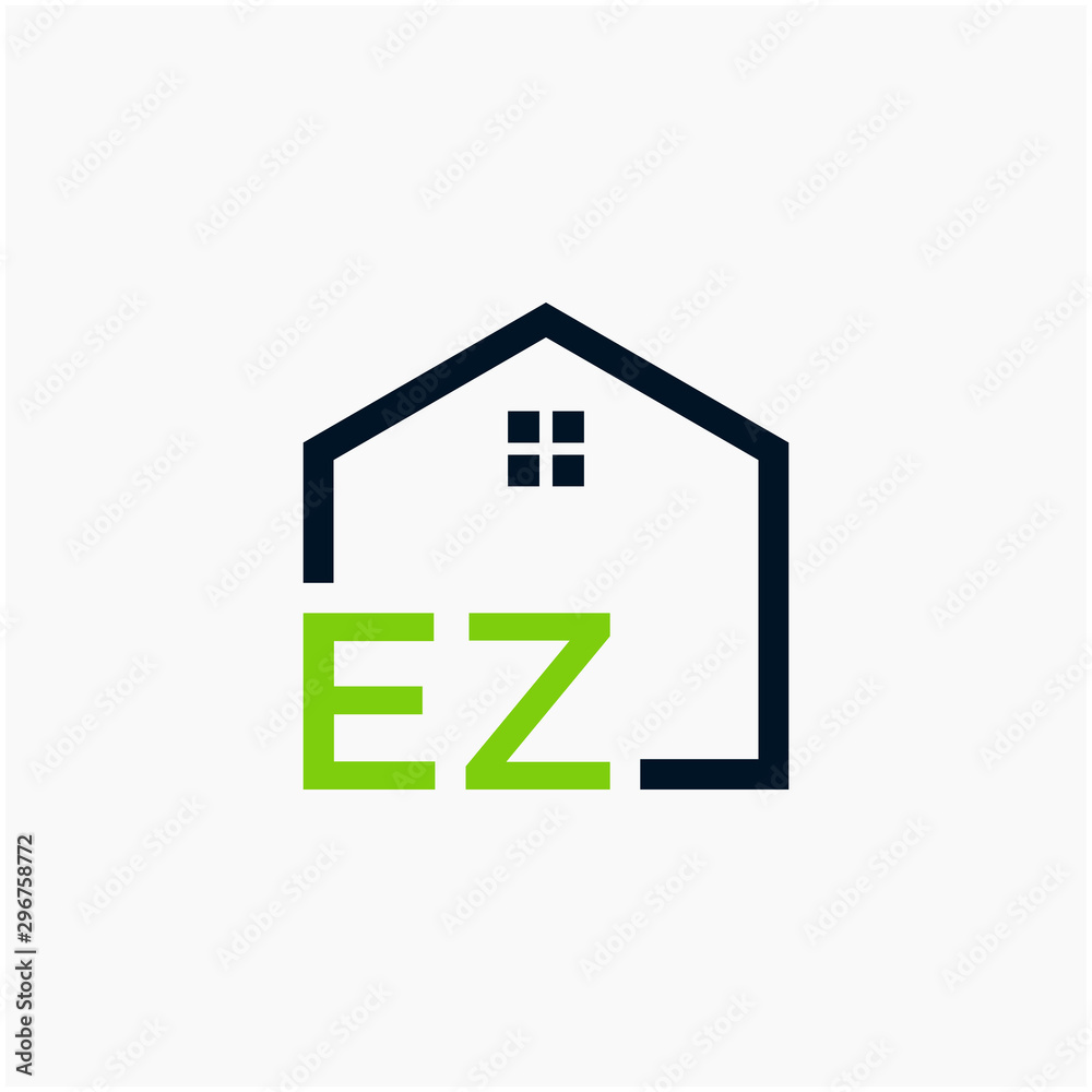 letter EZ Line House Real Estate Logo. home initial E Z concept. Construction logo template, Home and Real Estate icon. Housing Complex Simple Vector Log