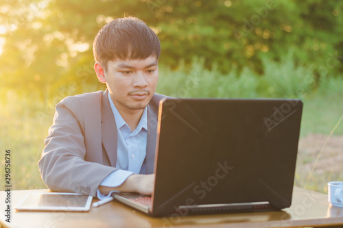 young boy with laptop