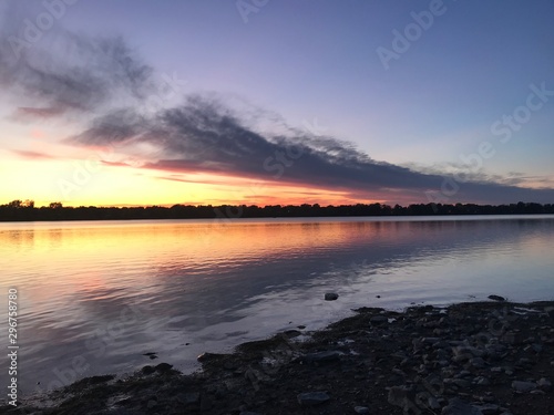 sunset over lake