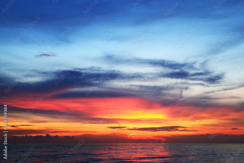 Beautiful sky with sunset at the sea