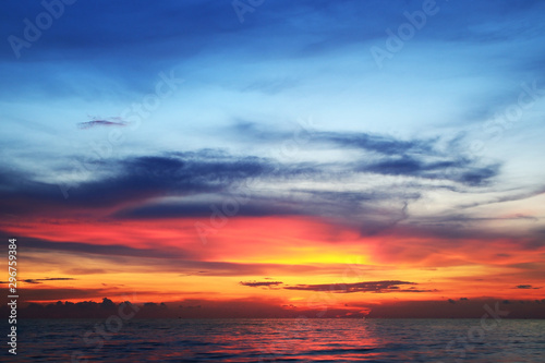 Beautiful sky with sunset at the sea