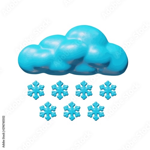 Vector art of plastic cloud with blue snowflakes