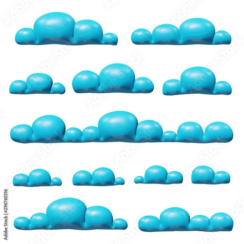 Isolated illustration of realistic plastic clouds