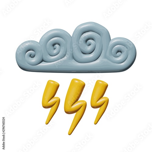 Isolated design of yellow 3d lightning strike