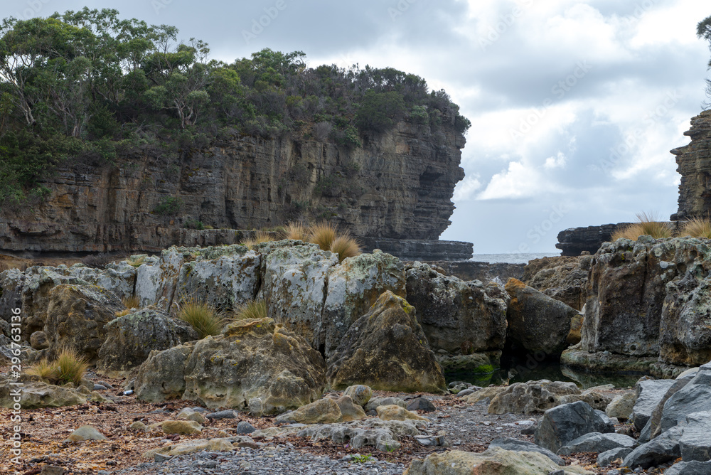 Tasmans Arch, former sea cave, geological formations at Tasman National Park, Tasmania, Australia.   