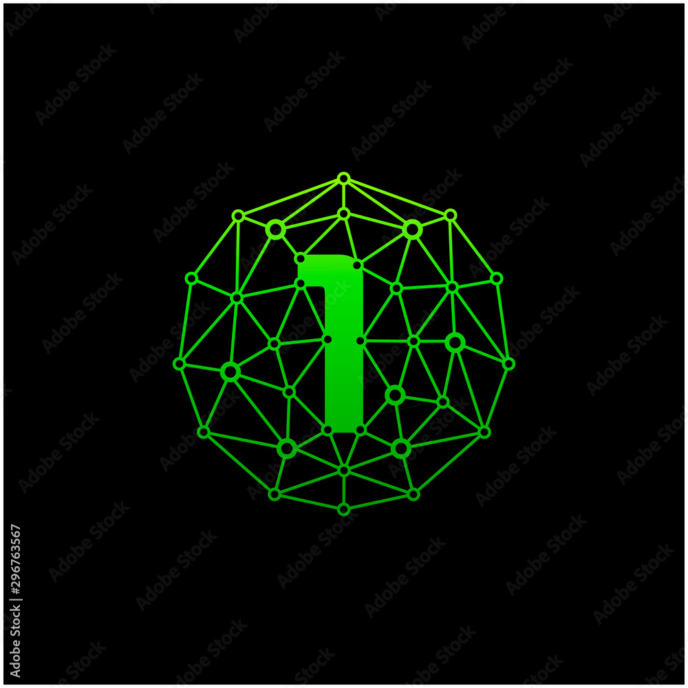 Number 1 Logo Design Template. Technology Digital logo . negative space, line, chip, concept. network icon, connect concept - Vector Number 1 Logo Design Template. Technology Digital logo . negative space, line, chip, concept. network icon, connect concept - Vector