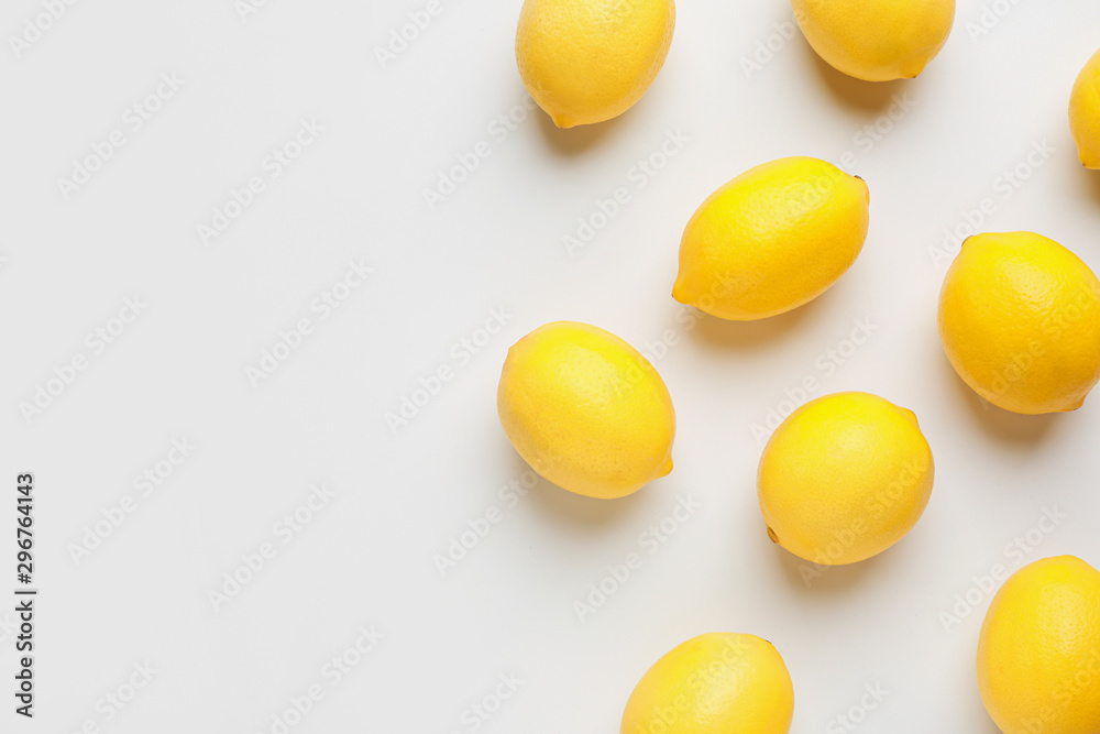 Ripe lemons on white background Ripe lemons on white background