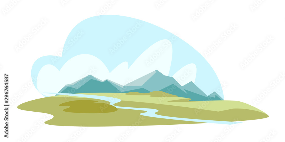 Mountains and valley flat vector illustration