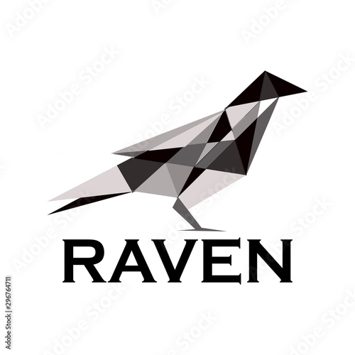 raven logo cubist icon graphic design