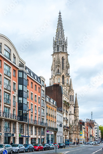 LILLE, FRANCE - October 11, 2019: Traditional Cathedral building in Lille, France