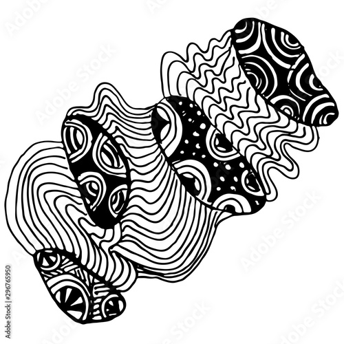 Hand drawn zentangle ornament. Black and white abstract pattern. Ink drawing imitation.