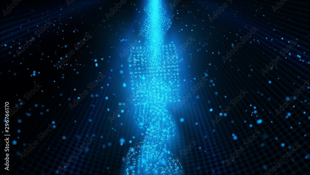 Blockchain Technology Concept in Futuristic Binary Secure Network - 4K Seamless Loop Motion Background Animation