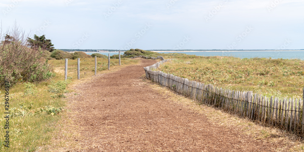 sand foot path access beach Saint vincent sur jard in vendee France