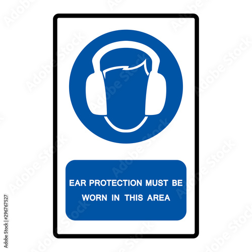 Ear Protection Must Be Worn In This Area Symbol Sign Isolate on White Background,Vector Illustration