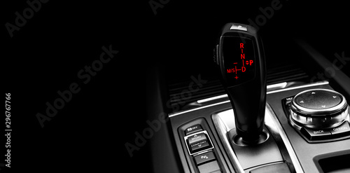 Fotografie Black Automatic gear stick of a modern car