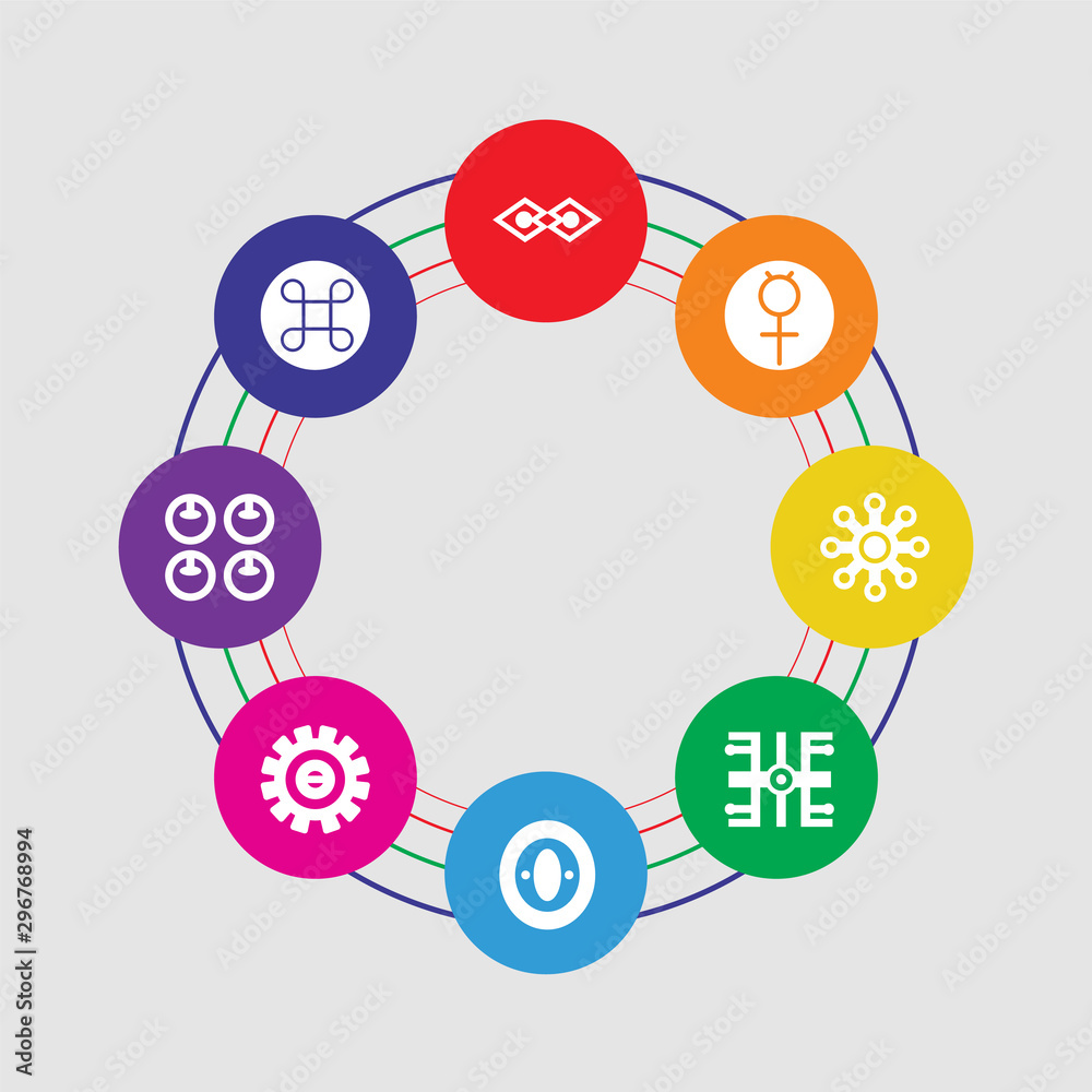 8 colorful round icons set included reconciliation, commitment, authority, gold, knowledge, gods shield, mercury, justice 8 colorful round icons set included reconciliation, commitment, authority, gold, knowledge, gods shield, mercury, justice