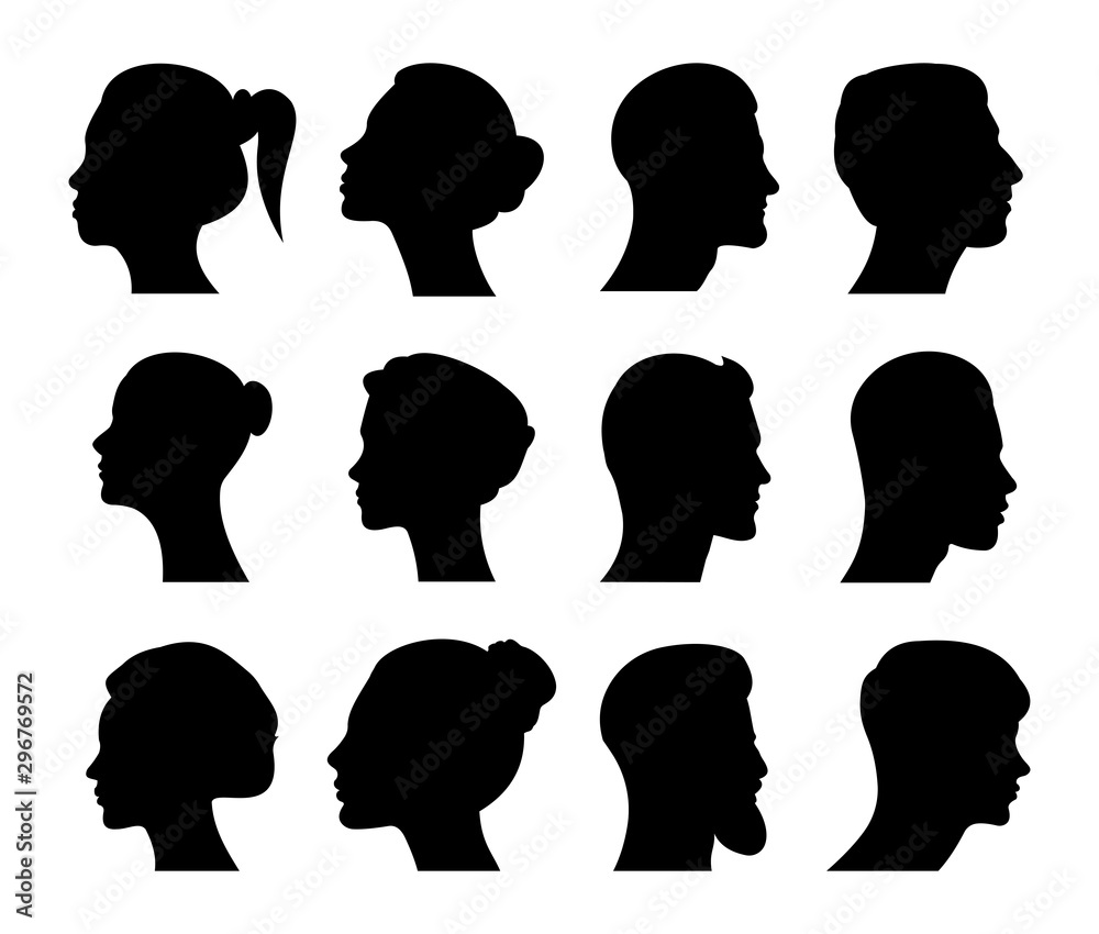 Profile of a male and female head. Vector avatar, profile icon, head  silhouette. Vector graphic in flat style on a white background. Stock Vector  | Adobe Stock