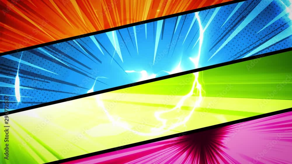 Comic Book Action Layout Background With Power Fx/ 4k animation of a ...