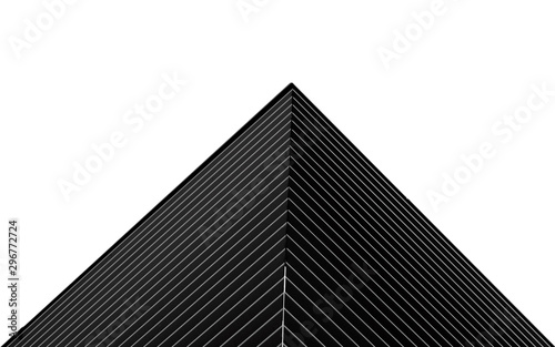 Triangular corner of the building architecture black and white style