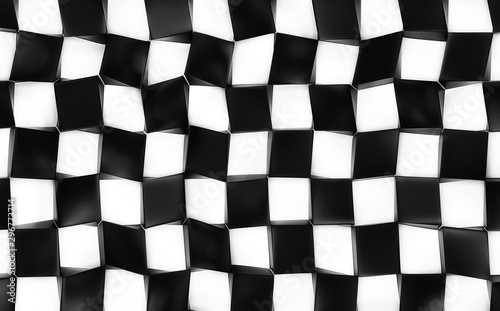 Black and white abstract image of cubes background. 3d render