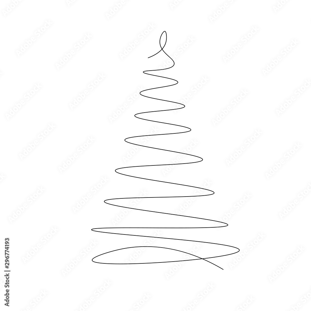 Christmas tree, line drawing, vector illustration Christmas tree, line drawing, vector illustration