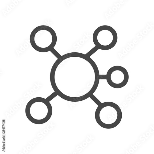 Mind Map icon vector, thin lines sign, solid pictogram isolated on white. Symbol, logo illustration