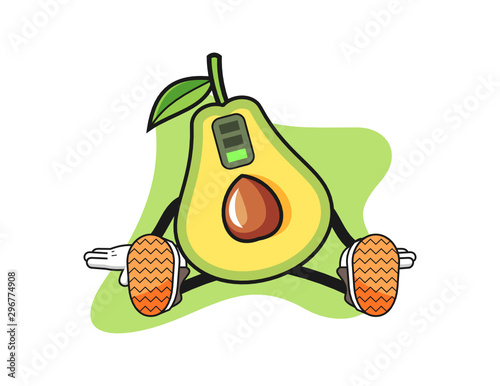 Avocado tired mascot design vector. Cartoon character illustration for business, t shirt, sticker.