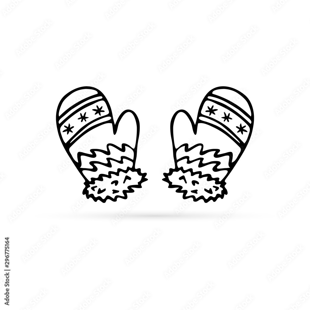 doodle mittens icon, winter sign, hand drawing vector illustration doodle mittens icon, winter sign, hand drawing vector illustration