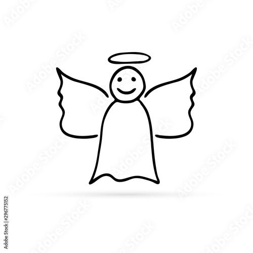 doodle angel icon, hand drawing vector illustration