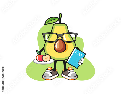 Avocado dietitian mascot design vector. Cartoon character illustration for business, t shirt, sticker.
