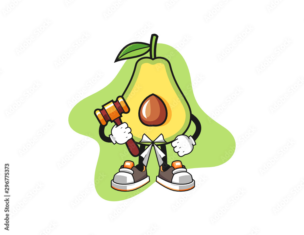 Avocado judge mascot design vector. Cartoon character illustration for business, t shirt, sticker. Avocado judge mascot design vector. Cartoon character illustration for business, t shirt, sticker.