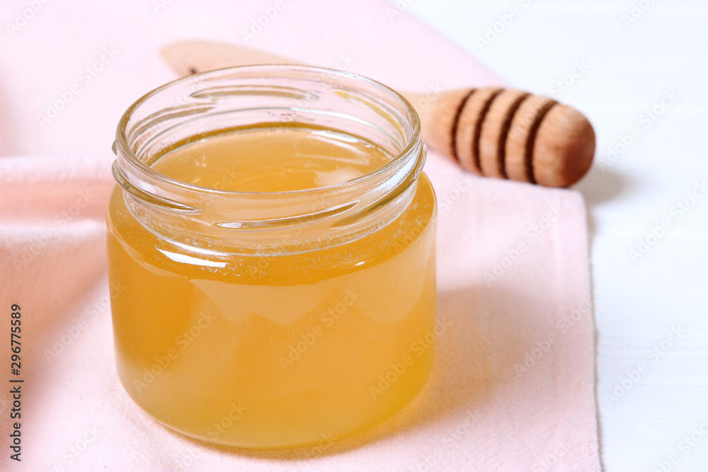 Fresh honey on the table.