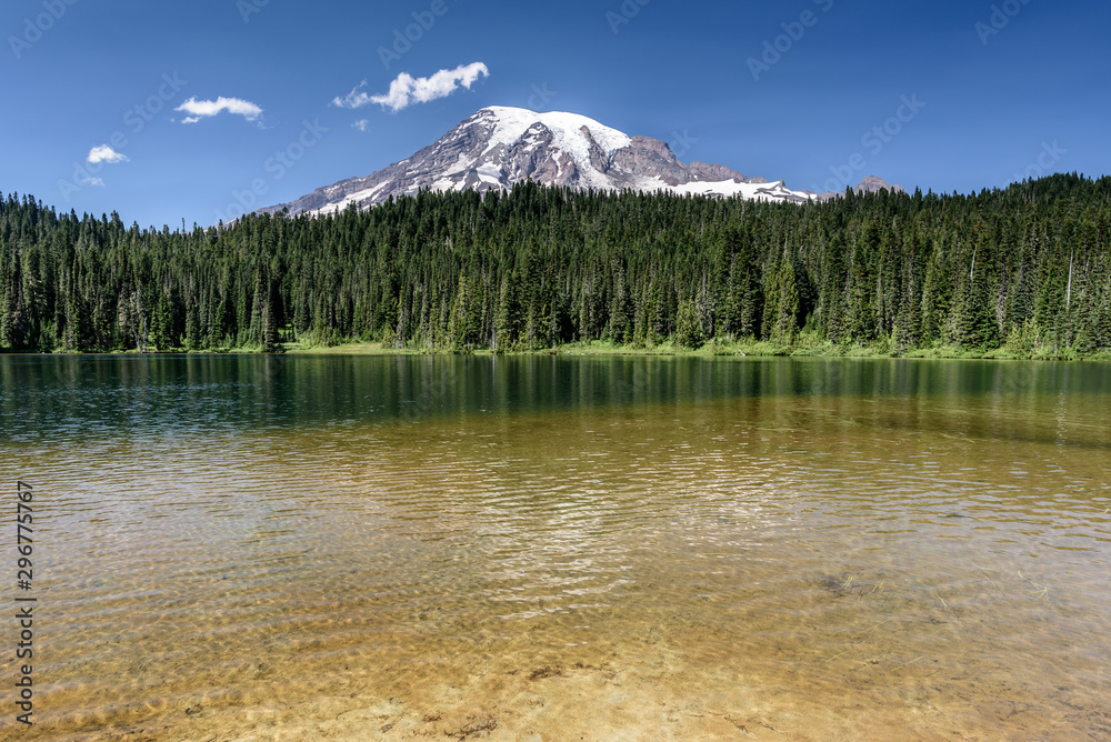 Mount Rainier, Washington State. It is high summer and the sky is clear blue Mount Rainier, Washington State. It is high summer and the sky is clear blue