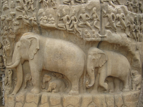 statue of an elephant Mahabali puram Tamil Nadu India