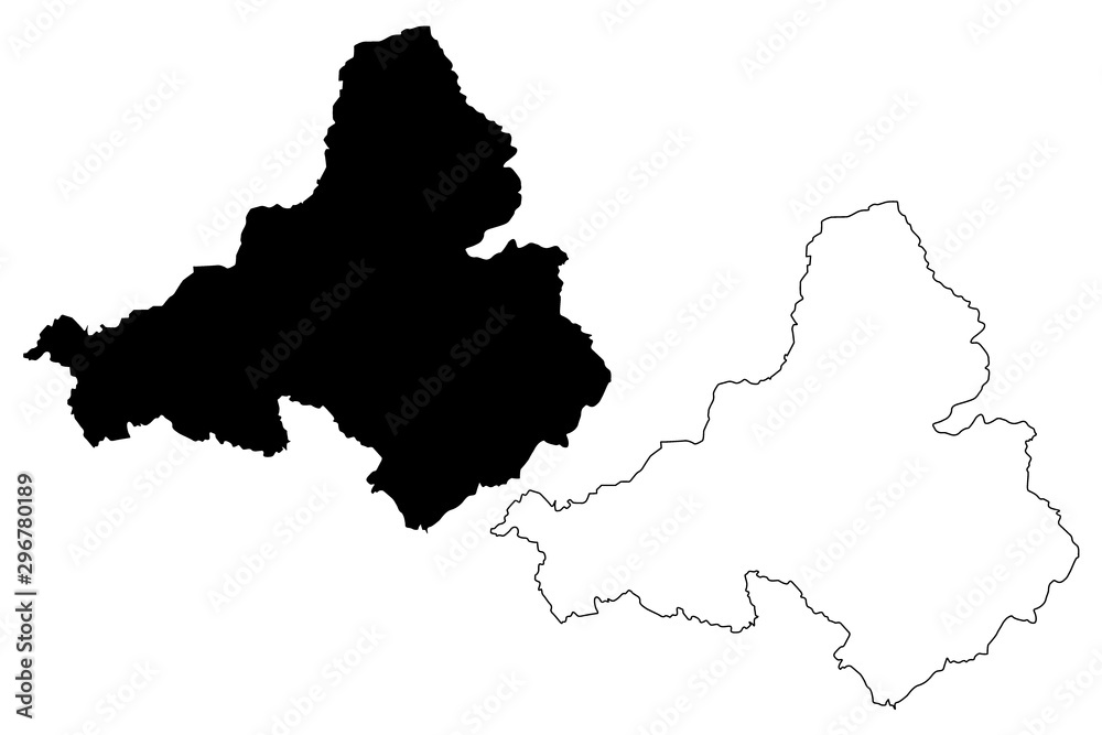 Trencin Region (Regions of Slovakia, Slovak Republic) map vector illustration, scribble sketch Trencin map