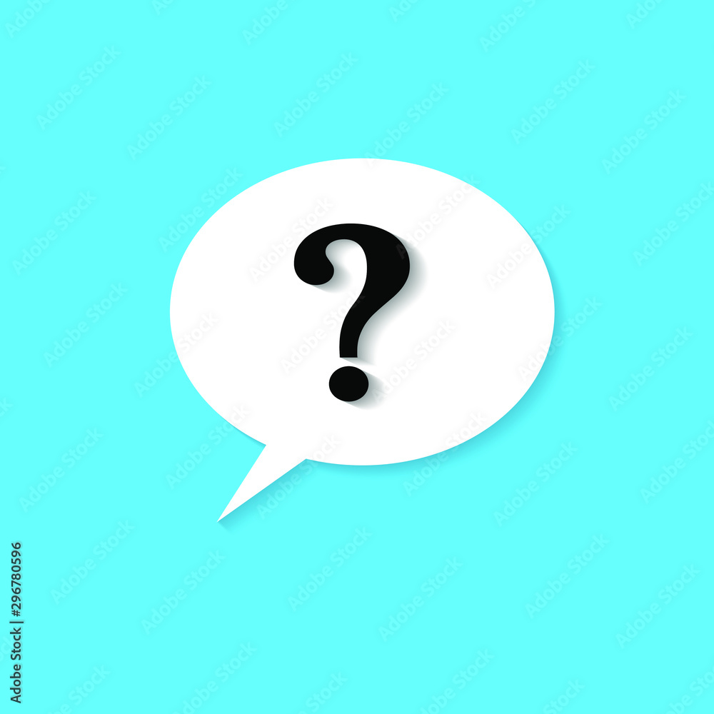 Speech bubble with question mark icon on blue background. Vector illustration. Speech bubble with question mark icon on blue background. Vector illustration.
