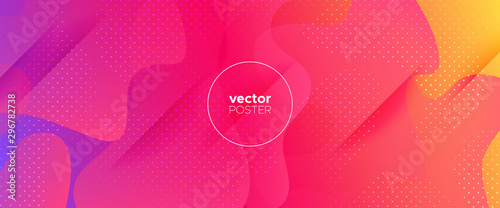 Colorful 3d Fluid Banner. Movement Illustration. 