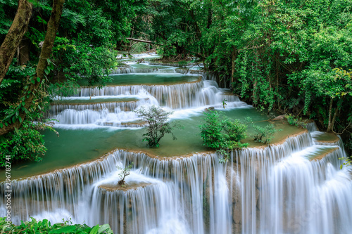 Fototapeta Naklejka Na Ścianę i Meble -  Huai Mae Khamin Waterfall level 4, Khuean Srinagarindra National Park, Kanchanaburi, Thailand