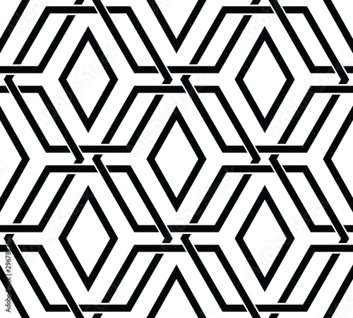 Seamless pattern with black hexagon shapes, vector