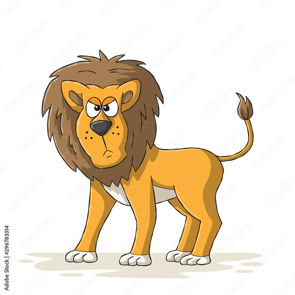 Angry cartoon lion. Hand drawn vector illustration with separate layers. Angry cartoon lion. Hand drawn vector illustration with separate layers.