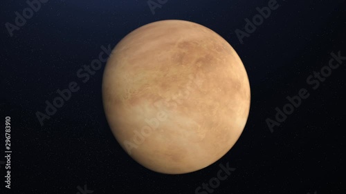 Abstract animation of rotating planet Venus. Animation. Abstract surface of planet Venus on background of cosmic stellar space. Planetary 3D animation of planet Venus. photo
